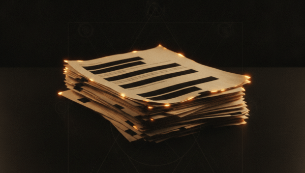 Stack of redacted documents representing Pentagon UAP disclosures and the 144 reviewed incidents